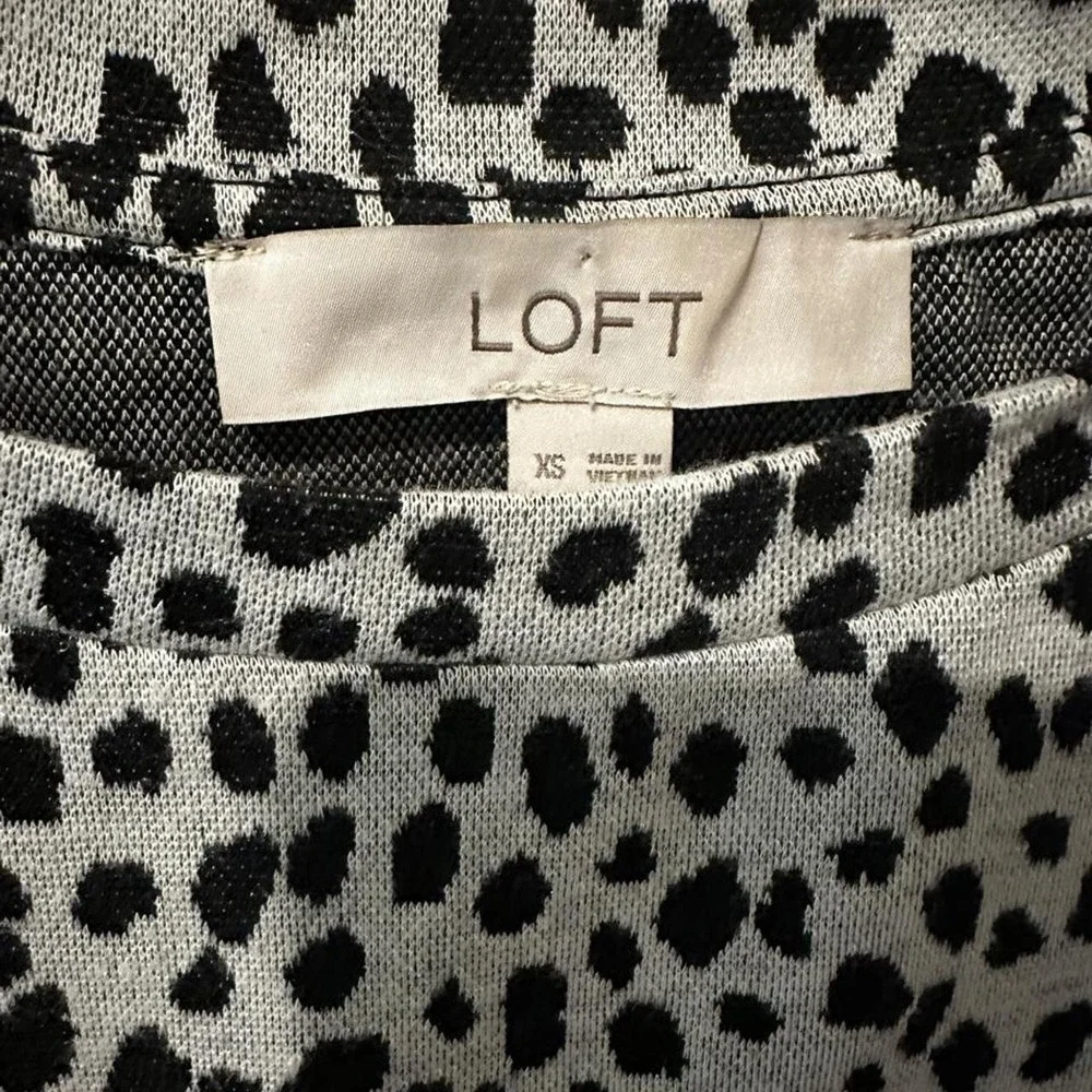 Loft Black + white animal print top  XS
